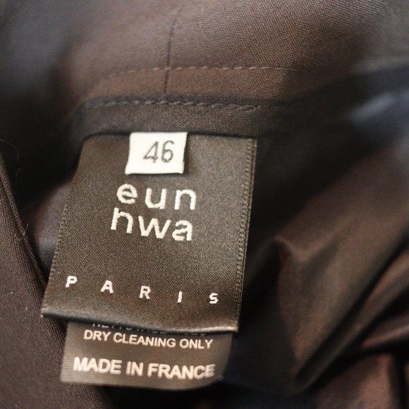 Eun Hwa Paris Black Flat Front Wide Leg Dress Slacks 46 - Picture 8 of 9